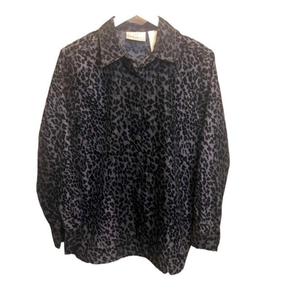 Vintage Erika Studio Cheetah Print Button Up Shirt Jacket Size Medium - Picture 1 of 14